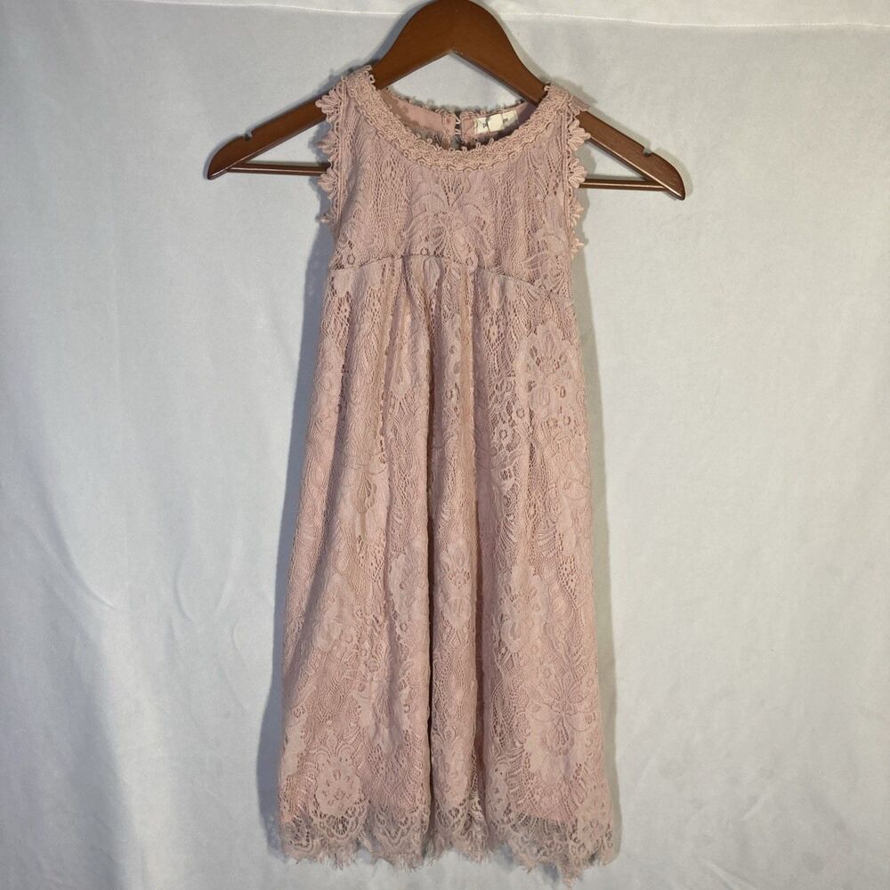 PAPER & TEE pink peach lace overlay scoop neck sleeveless scallop hem top 1X